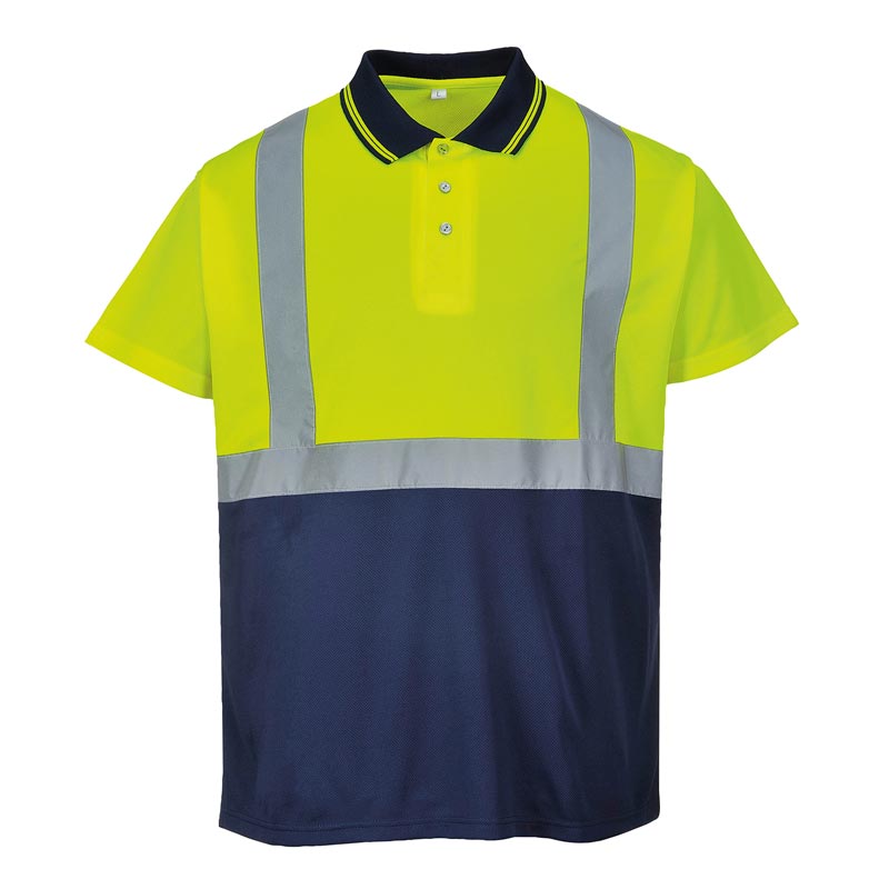 Hi-vis two-tone polo shirt (S479) - Yellow/Navy S